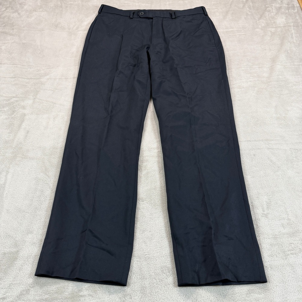 Brooks Brothers Madison Mens 35x30 Navy Blue 100% Wool Flat Front Dress Pants